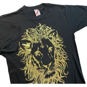 JERZEES Big Cat Lion Graphic T-Shirt Single Stitch USA Mens Sz L 90s Vintage Tee